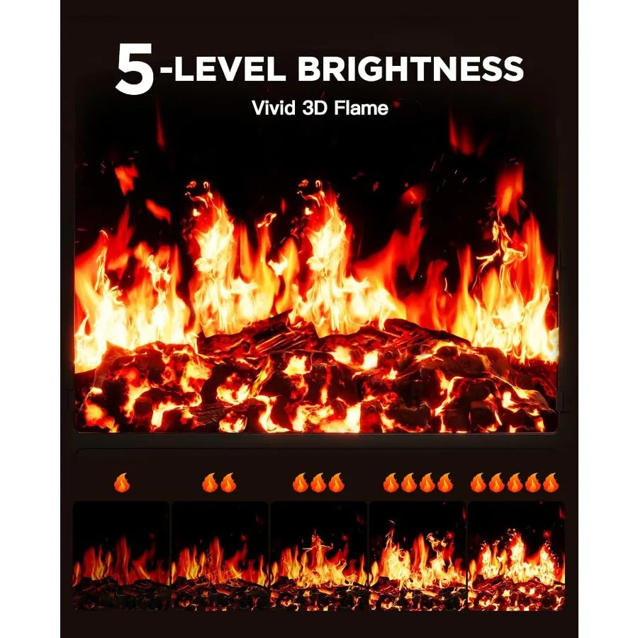Electric Fireplace Heater for Living Room and Bedroom with Quick Heating Portable Design App and Remote Control 24Inch Corner E