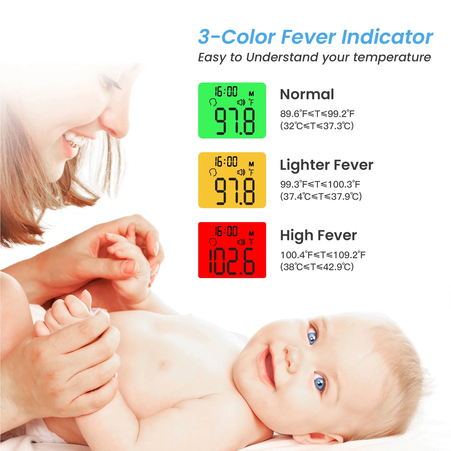 Infrared Digital Thermometer Forehead Ear Body Fever Thermometer  Multi-function Non-contact Temperature Measurement Device