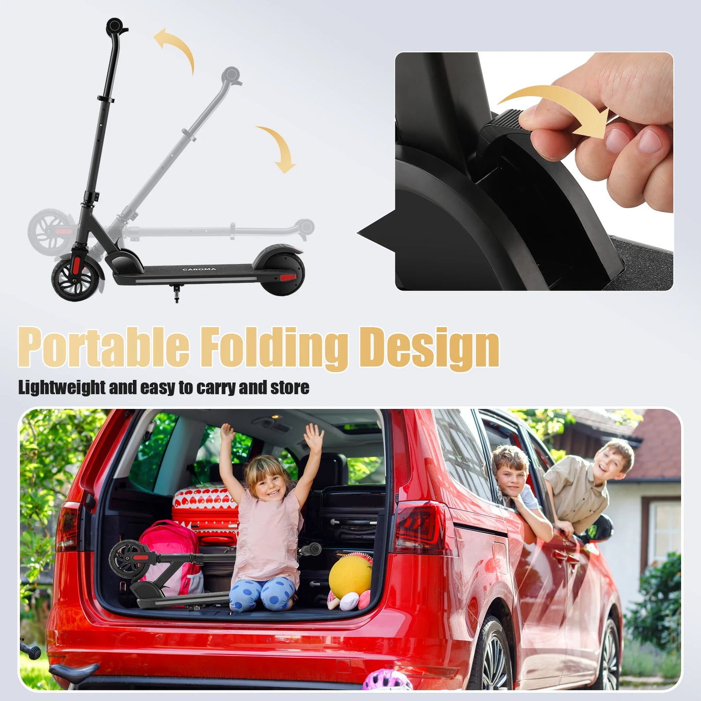 Electric Scooter for Kids Ages 6-14,180WMotor,Colorful Lights,Adjustable Height&Speed,LED Display,Foldable Scooter Idea Gift