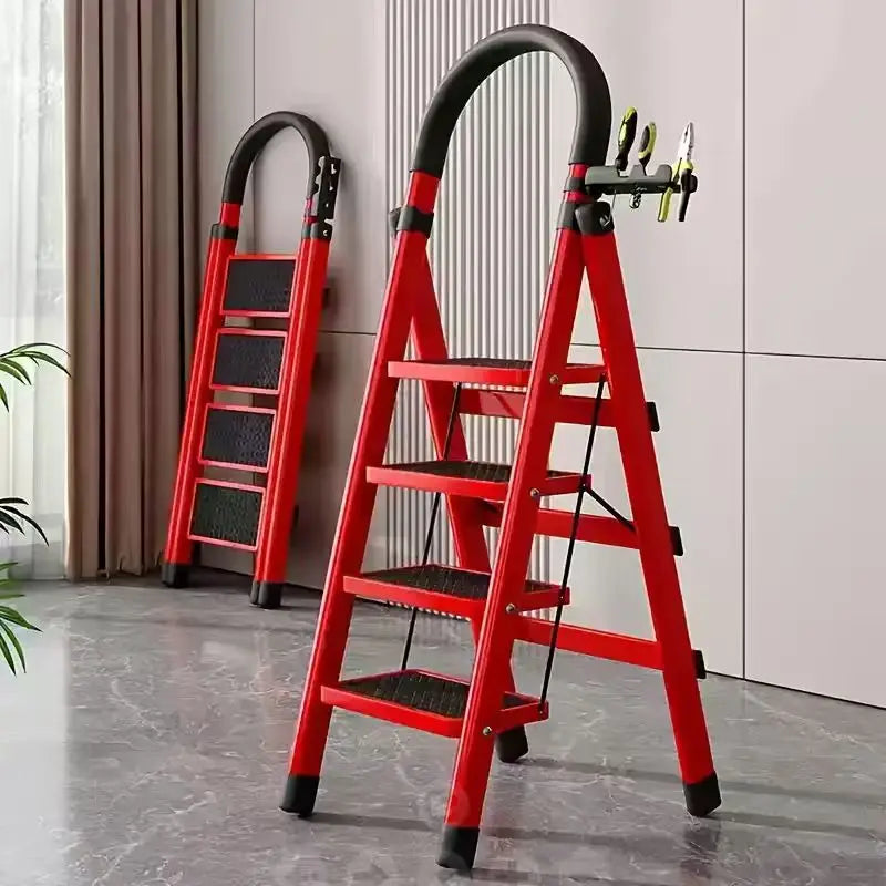 durable 3-4-5 step folding ladder with anti slip pedals,lightweight, industrial grade,space saving,high-capacity