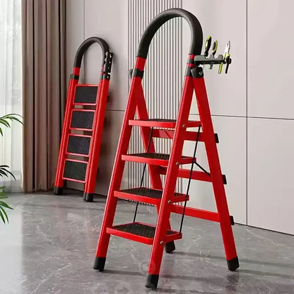 durable 3-4-5 step folding ladder with anti slip pedals,lightweight, industrial grade,space saving,high-capacity