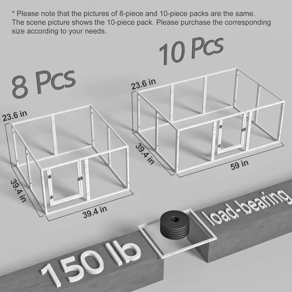Acrylic Dog Play Pen Indoor - 39 Inch 8-Panel Pet Enclosure for Small Dogs & Cats, Outdoor Use with Door, Easy Assemble