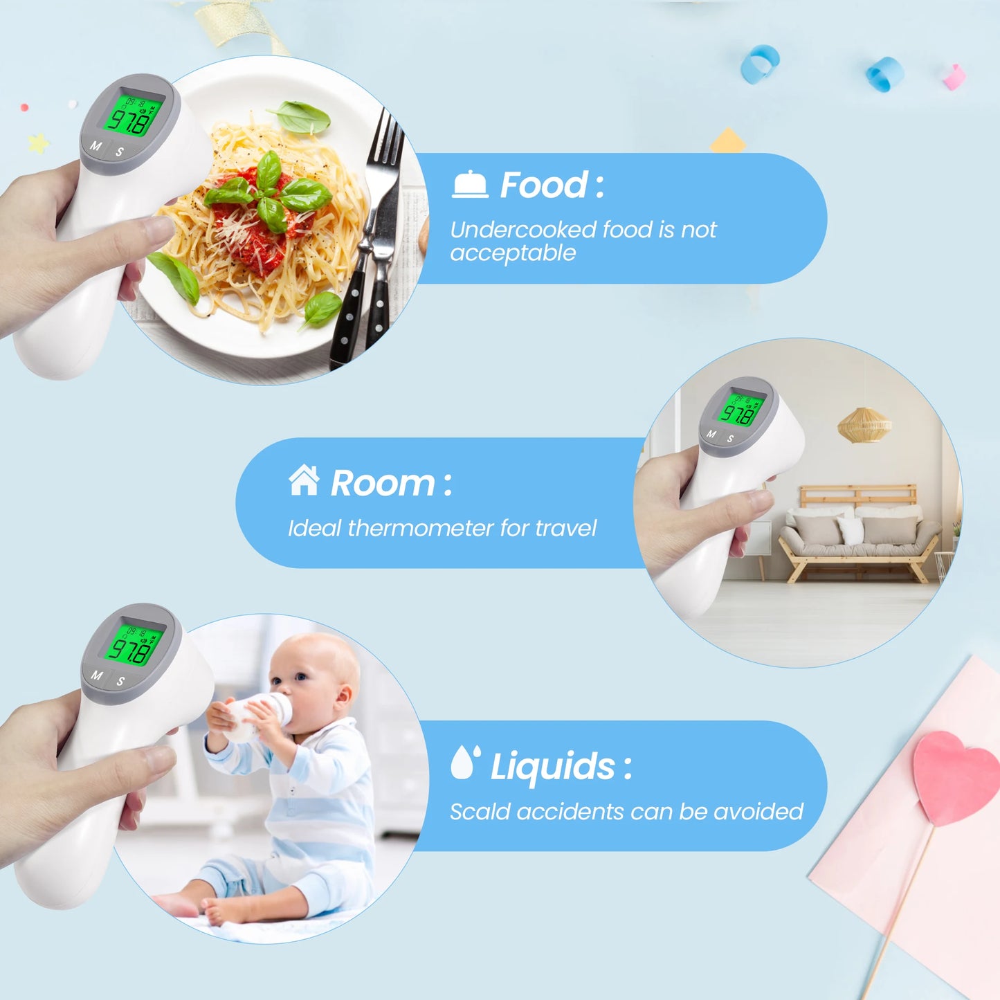 Infrared Digital Thermometer Forehead Ear Body Fever Thermometer  Multi-function Non-contact Temperature Measurement Device