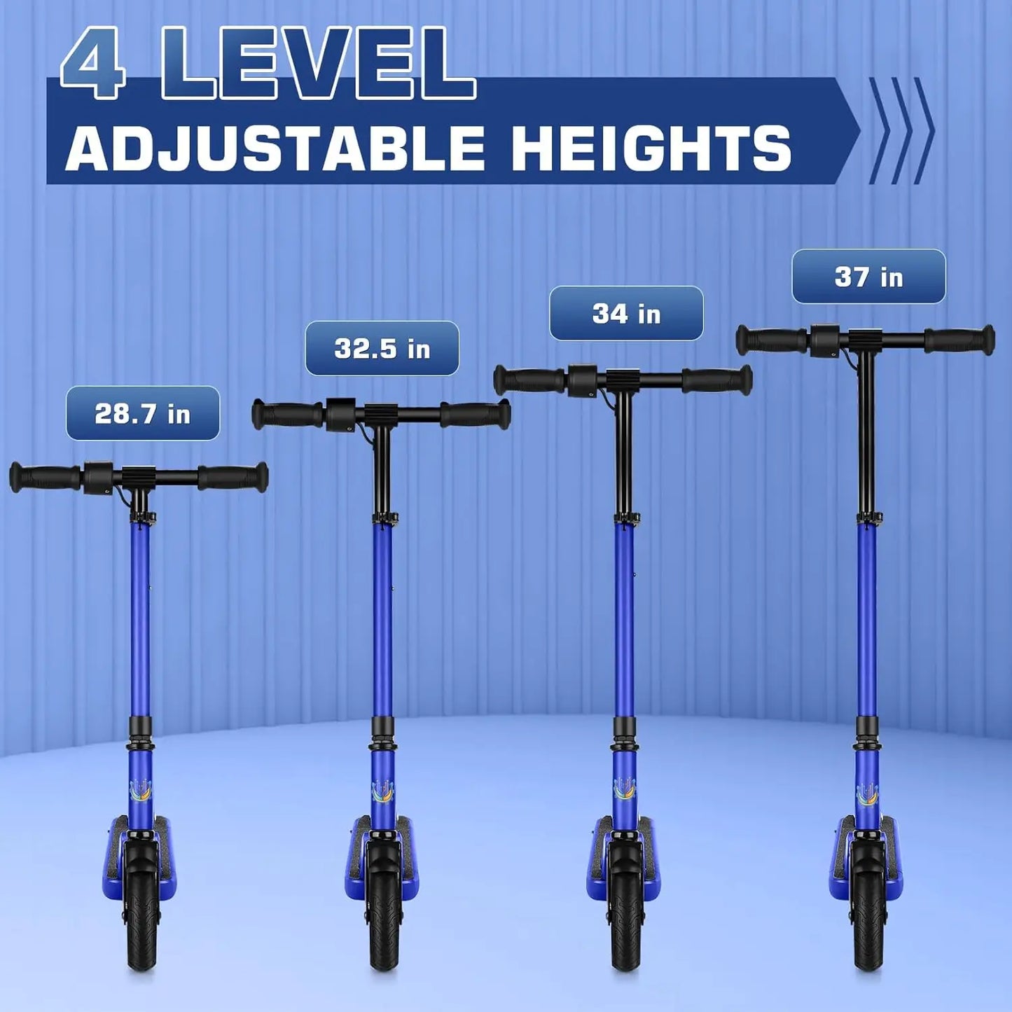 Kids Electric Scooter for Ages 6-14,150W Motor,4 Adjustable Height&Speed,LED Display&Colorful Lights,Best Gifts for Girls&Boys