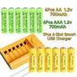 Skywolfeye 30pcs/24pcs/18pcs/12pcs/6pcs AA AAA NiMh 1.2V 700mah Rechargeable Battery Set with 6 Slot Battery Charger