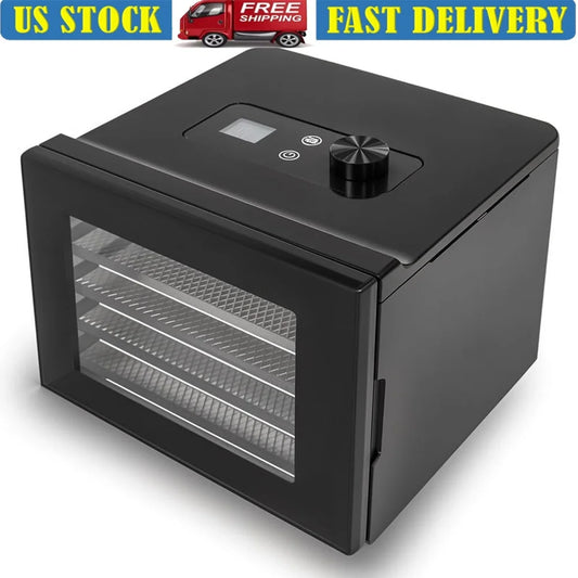 Digital Food Dehydrator with 4 Stainless Steel Trays Programmable Timer Adjustable Temperature Airflow System Fruits Vegetables