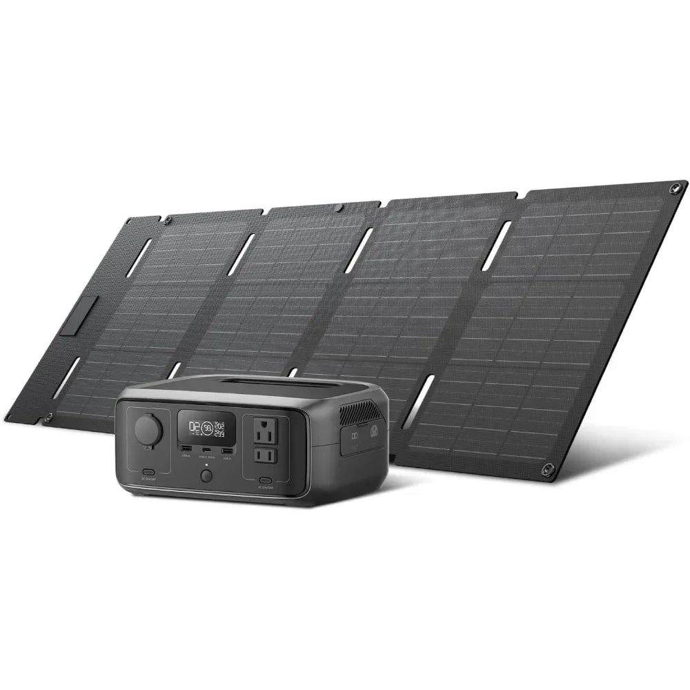 Solar Generator RIVER 3 with 45W Solar Panel - 245Wh Portable LiFePO4 Power Station, 300W Up to 600W AC Output
