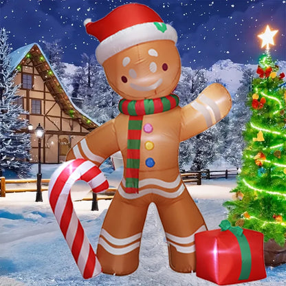 240cm Inflatables Blow Up Gingerbread Man Christmas Outdoor Decoration 2025 Santa Claus Home Yard Garden Party Xmas Decor