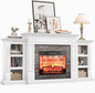 72" Fireplace TV Stand for TVs Up to 80 Inch, Electric Fireplace with Mantel, Modern Entertainment Center with Storage,