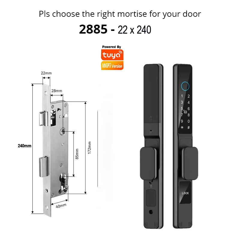 TUYA WIFI Waterproof Outdoor Fingerprint Lock APP RFID Card Password Keyless Smart Electronic Door Lock Aluminum/Glass Sliding