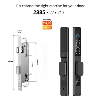 TUYA WIFI Waterproof Outdoor Fingerprint Lock APP RFID Card Password Keyless Smart Electronic Door Lock Aluminum/Glass Sliding