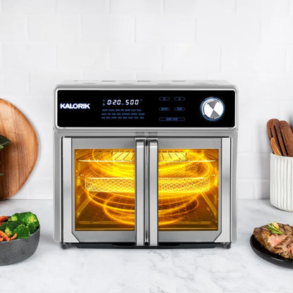 26 Qt Digital Air Fryer Oven Grill 10 in 1 Multicooker Smokeless Sear Technology Turbo MAXX 1700W 22 Presets Dishwasher Safe