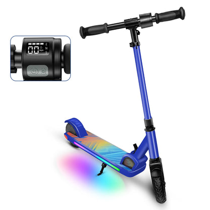 Kids Electric Scooter for Ages 6-14,150W Motor,4 Adjustable Height&Speed,LED Display&Colorful Lights,Best Gifts for Girls&Boys
