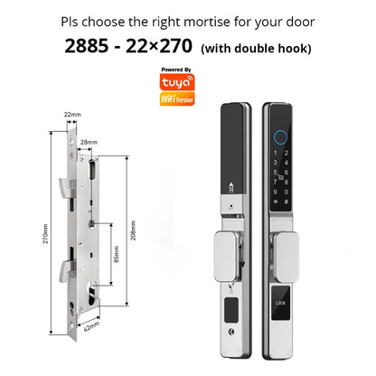 TUYA WIFI Waterproof Outdoor Fingerprint Lock APP RFID Card Password Keyless Smart Electronic Door Lock Aluminum/Glass Sliding