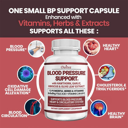 Blood Pressure Support Supplement - Supports Fat Metabolism, Blood Circulation, Healthy Brain, Heart, Blood Vessels