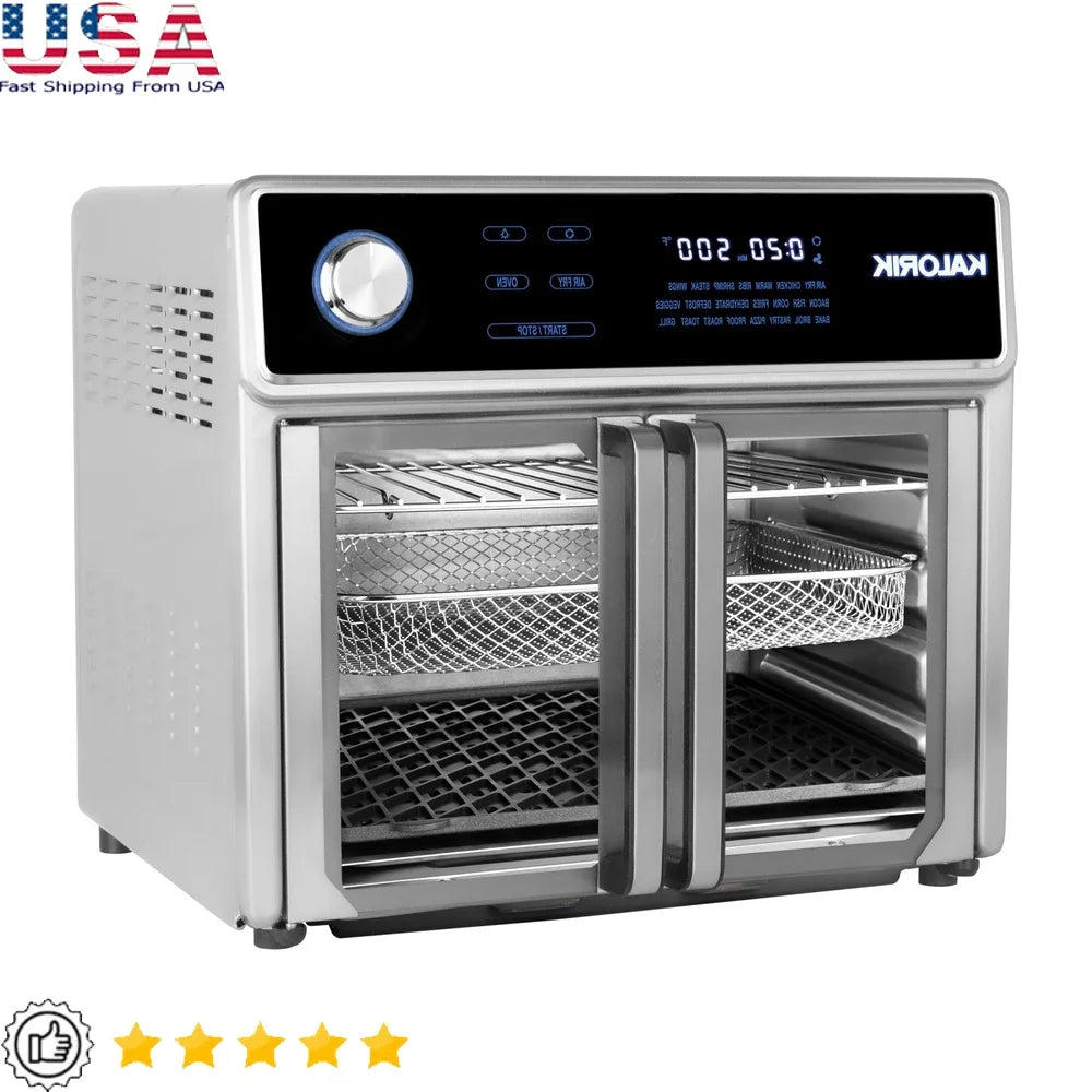 26 Qt Digital Air Fryer Oven Grill 10 in 1 Multicooker Smokeless Sear Technology Turbo MAXX 1700W 22 Presets Dishwasher Safe