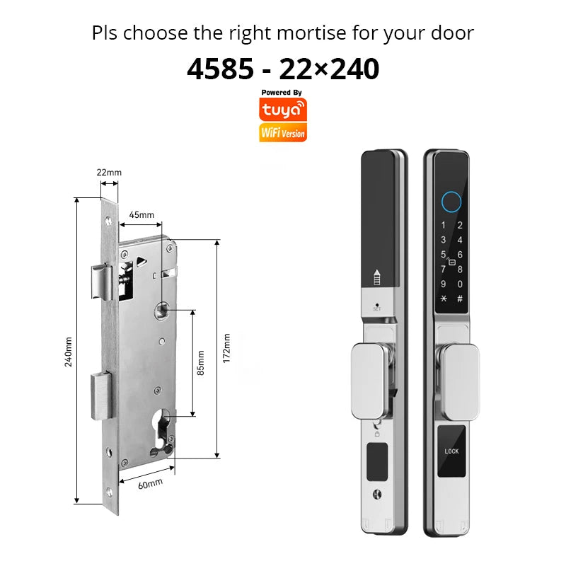 TUYA WIFI Waterproof Outdoor Fingerprint Lock APP RFID Card Password Keyless Smart Electronic Door Lock Aluminum/Glass Sliding