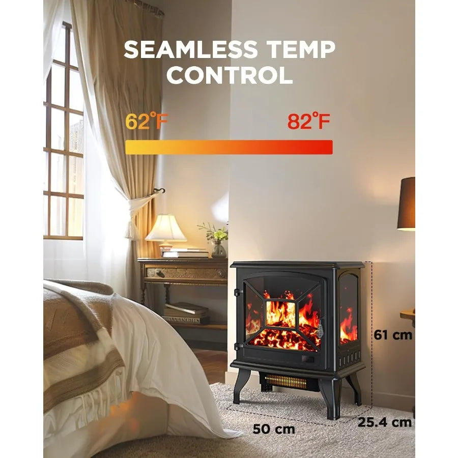 Electric Fireplace Heater for Living Room and Bedroom with Quick Heating Portable Design App and Remote Control 24Inch Corner E