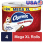 Ultra Strong Toilet Paper 4 Mega XL Rolls 330 Sheets 2 Ply Diamond Weave Texture Clog-Free Septic Safe Unscented 24 Regular