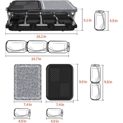 Voohek Korean BBQ and Raclette Grill: 2-in-1 Indoor Electric Smokeless Grill with Nonstick Cooking Surface