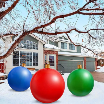 3PCS Outdoor Christmas Decorations Yard Inflatable Christmas Balls for Xmas Winter New Year Holiday Tree Ornaments Lawn Porch I