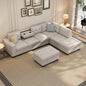 Modern Sectional Sofa with Storage Ottoman with 2 Pillows and 2 Cup Holders