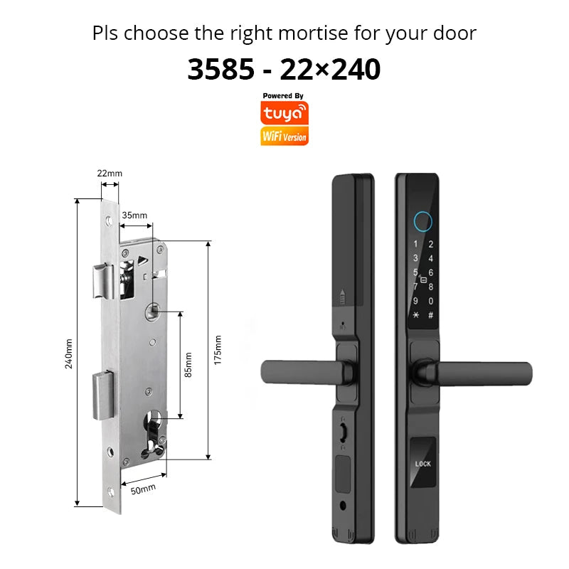 TUYA WIFI Waterproof Outdoor Fingerprint Lock APP RFID Card Password Keyless Smart Electronic Door Lock Aluminum/Glass Sliding