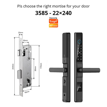 TUYA WIFI Waterproof Outdoor Fingerprint Lock APP RFID Card Password Keyless Smart Electronic Door Lock Aluminum/Glass Sliding